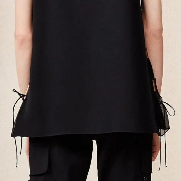 Ralph Lauren Spring/Summer 2015 Black Silk Shantung Sleeveless Tunic Blouse - Picture 6 of 16